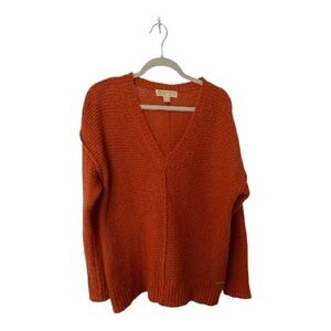 Michael Kors V-Neck Sweater in Rich Orange